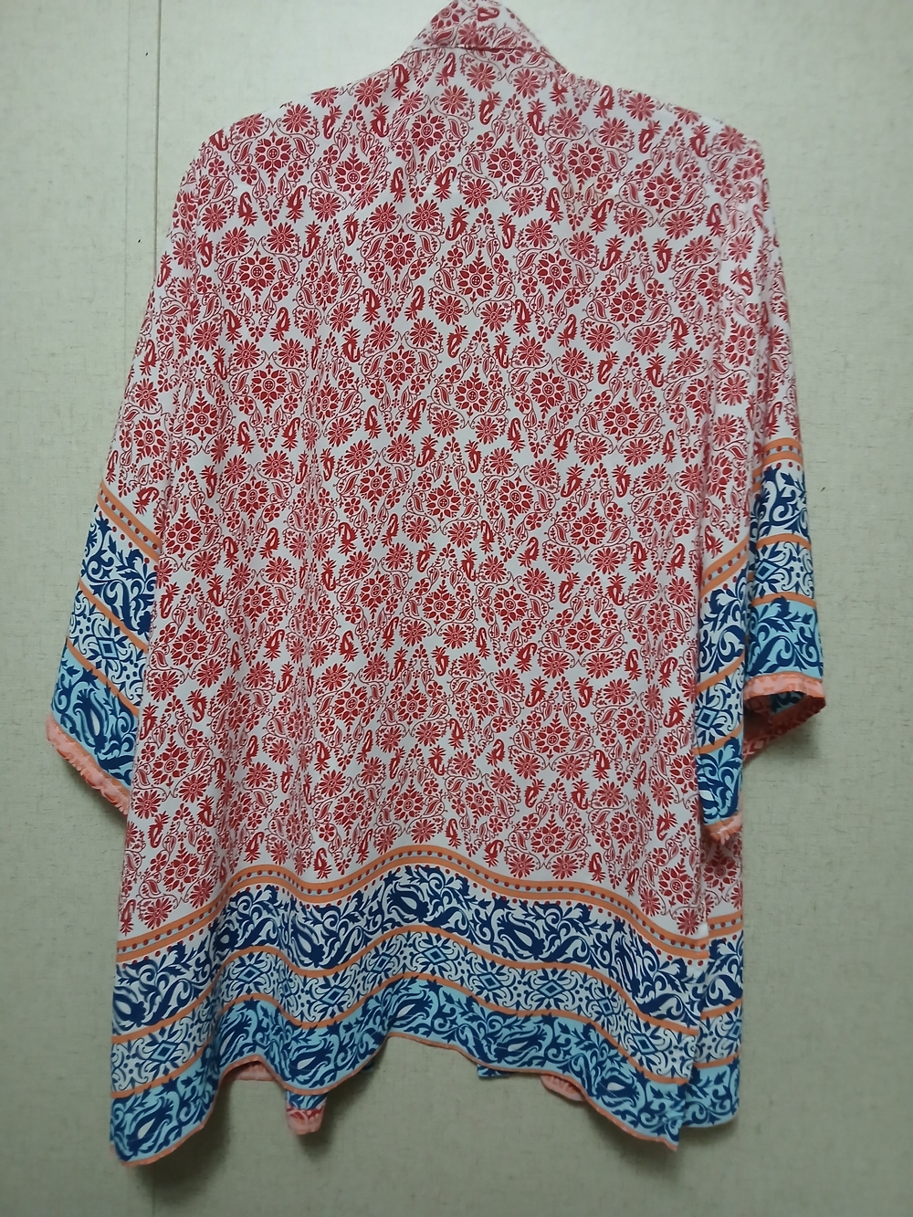 Thompson Red Floral Tunic with Blue Border